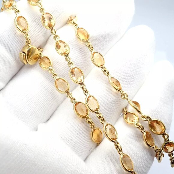 Rare! Authentic Laura Munder 18k Yellow Gold Citrine Long 24" Necklace - Picture 4 of 10